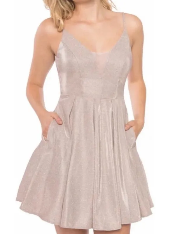 Macy's Sparkling Light Blush Spaghetti Strap Mini Dress Size 16W - Image 2