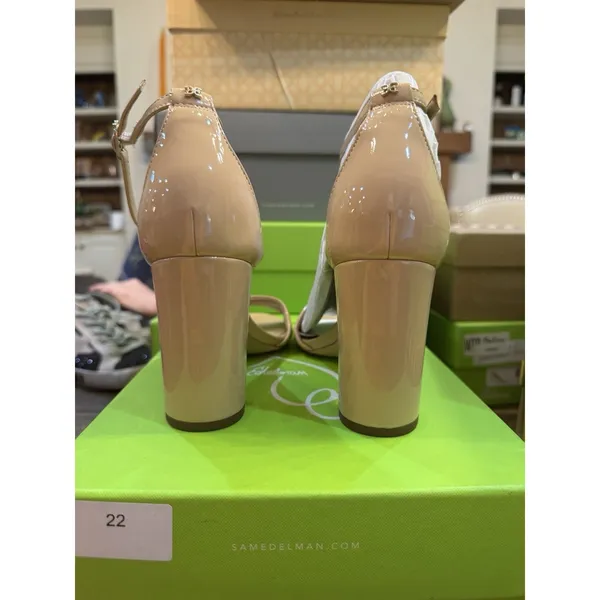 Sam Edelman Womens Beige Patent Leather Robyn Strappy Sandal‎ Heels Size 9!!! - Image 5