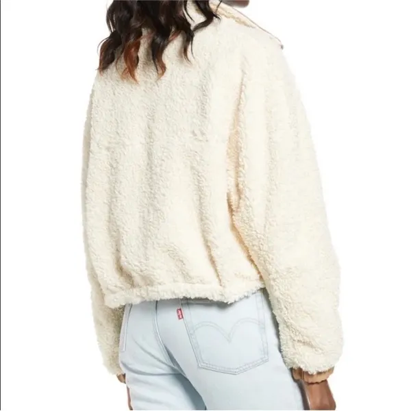 Blank NYC‎ Women's Large Bomber Jacket Faux Shearling Sherpa Vegan Leather Trim - Image 2