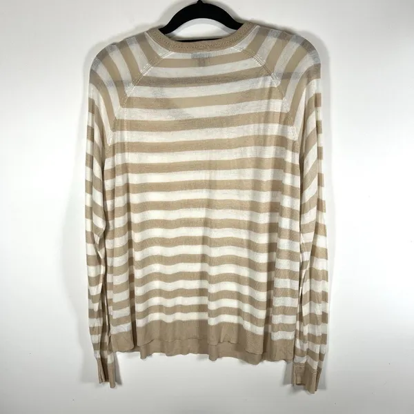 TORRID Pullover‎ Knit Sweater Women's Size 2X Striped Cream Tan Crewneck - Image 7