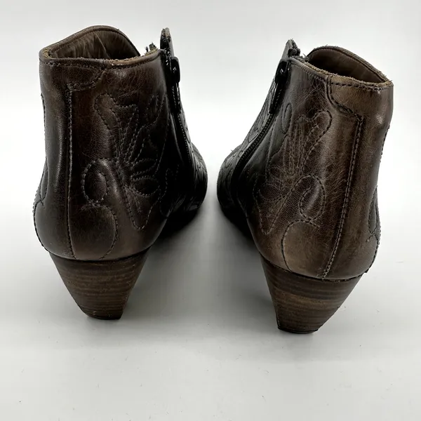Pikolinos Ankle Boots Leather Embroidered Heeled Slip On Almond Toe Brown 7.5 - Image 5