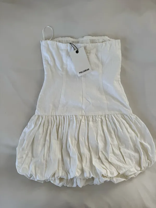 Pull & Bear Strapless white mini dress - Image 3