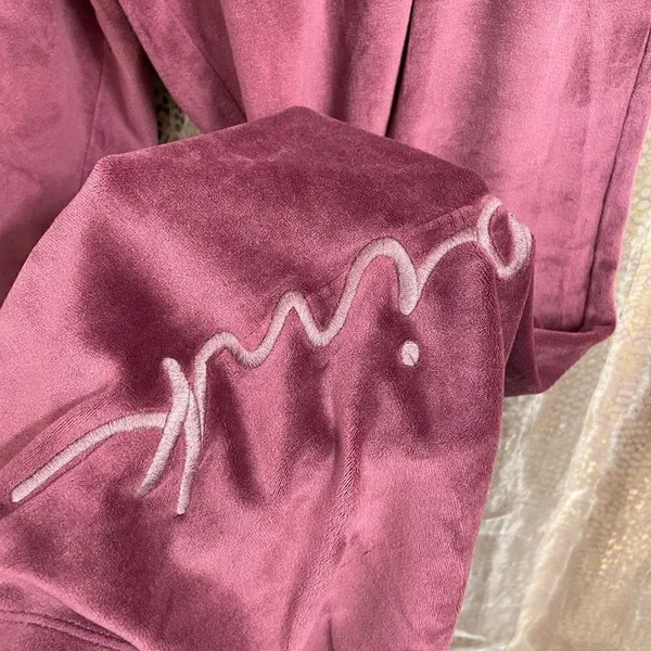 Victoria's Secret Pink Velvet Velour Maroon Heritage Sweatpants Soft Pant XL - Image 3