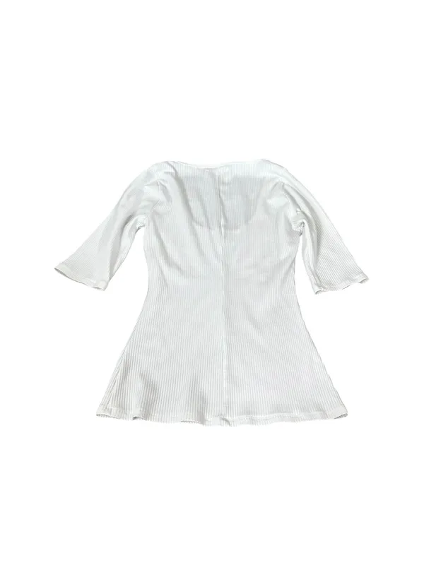 Reformation White Ribbed Scoop Neck Top Fitted Size Small Casual Clean Girl - Image 4