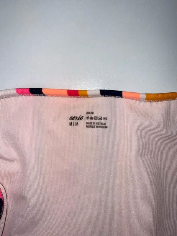 Aerie Pink Multi Striped Bikini Bottoms Low Rise Full Coverage - Image 7