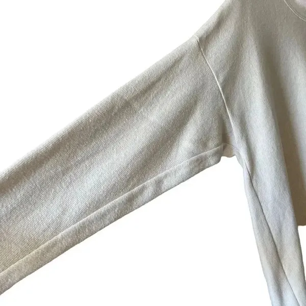 F. H. Clothing Off White Cotton Mock Neck Boxy Pullover Womens Sweater SZ L - Image 6