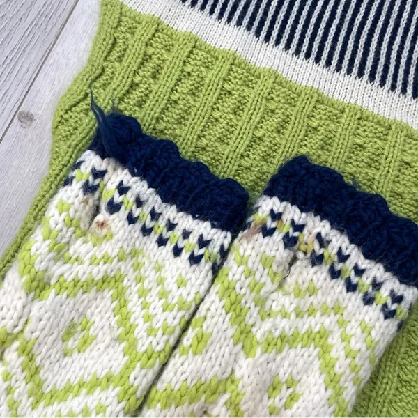 Colorful Knit Scarf Arm Warmers womens Green Blue (one size) bright fun winter - Image 3