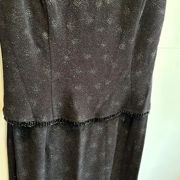 Vintage Scott McClintock Millenium 2000 Black Sparkle Floor Length Evening Gown - Image 3