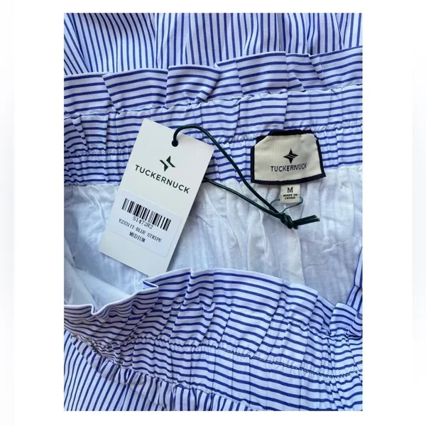 Tuckernuck Cinzia Blue Stripe Eyelet Midi Skirt Medium NWT - Image 7