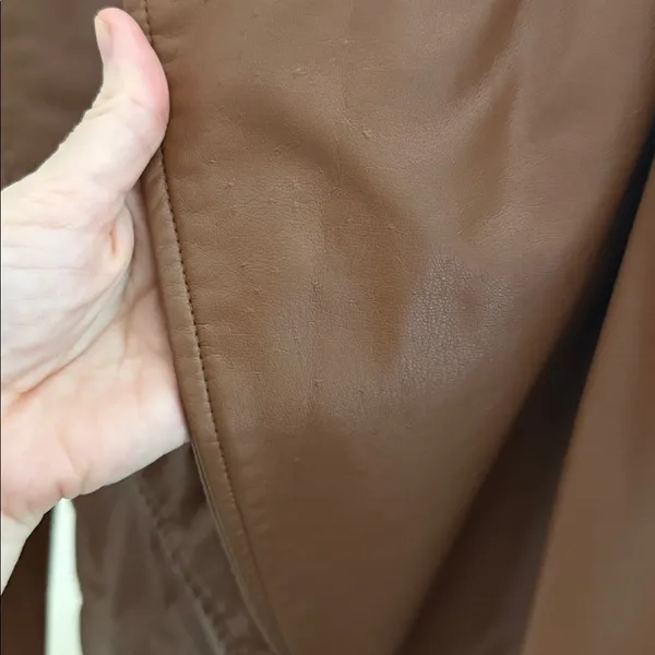 Hutch Anthropologie Faux Leather Single Button Blazer Jacket Brown‎ Size Medium - Image 4