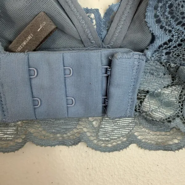Aerie L Large Lace Bralette‎ Bra Wireless Blue Racerback Pullover Lightly Lined - Image 6