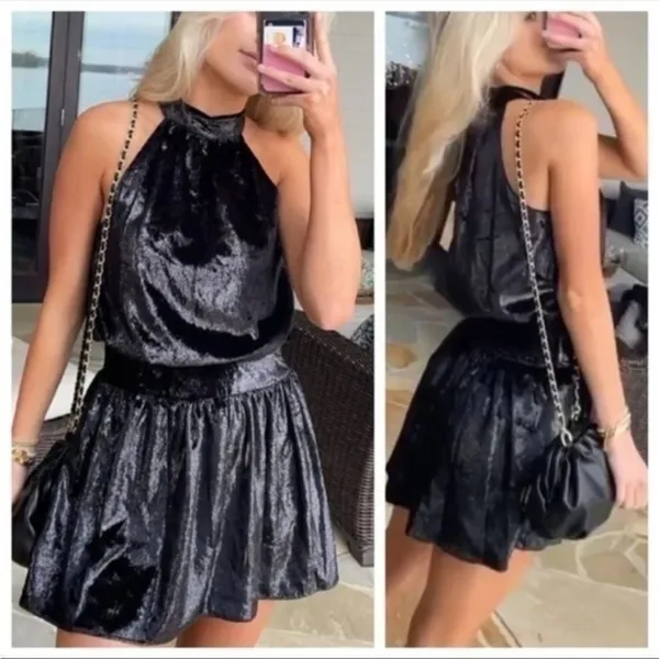 ellin velvet dress black Medium - Image 2