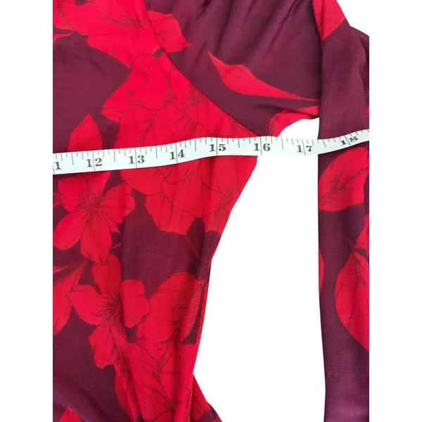 Taylor Women’s Purple/Red Long Sleeve Ruched Maxi Foral Dress, Size 4 - Image 11