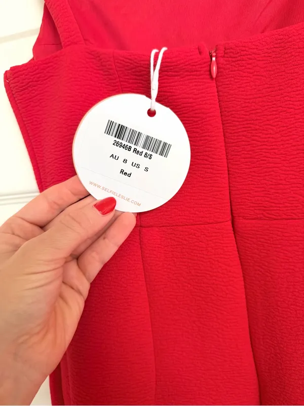 Selfie Leslie Georgia Square Neckline Midi Dress Red Small S NWT - Image 7