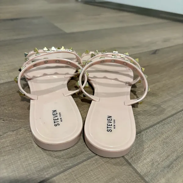 Steven Steve Madden jelly Studded Slide‎ Flats Slip On sandals pink gold size 9 - Image 3