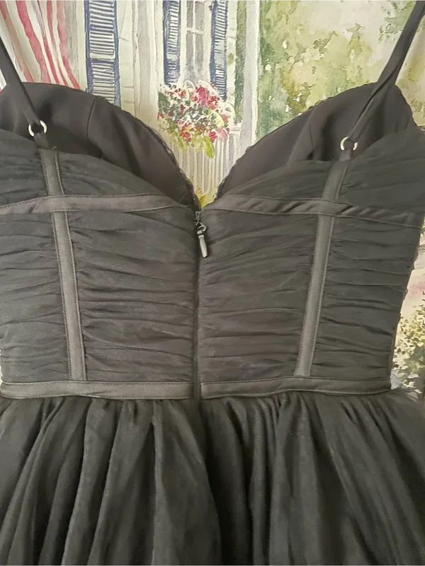 House of CB Princess Tulle Bow Sweetheart Black Mini Dress Size Small Tall - Image 10