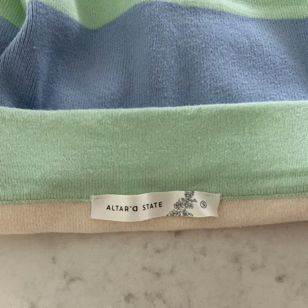 Altar'd State Pastel Striped A-Line Skirt in Blue, Cream & Mint - Image 3