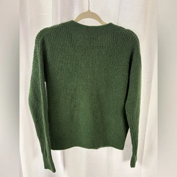 Banana Republic Green Aire Wool Blend Cardigan Waffle Knit‎ Small GUC - Image 5