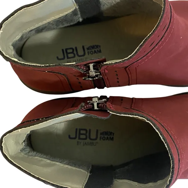 Jbu Memory Foam Do Juno Women Sz 7‎ M Burgundy Ankle Length Zip Up Chelsea Boots - Image 11