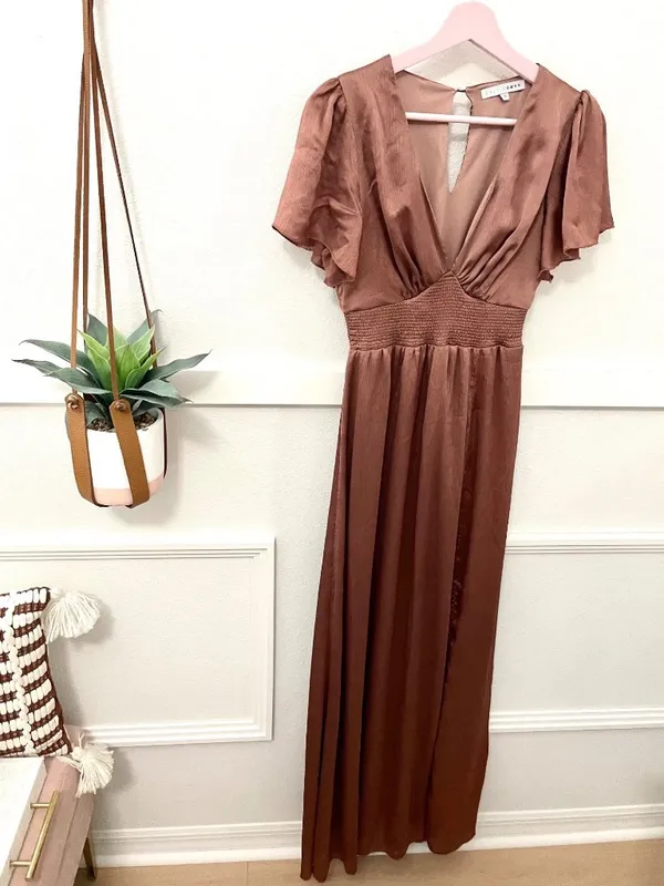 Baltic Born Prague Mauve Maxi Dress Size S Satin Romantic Soft Glam Goddess - Image 2