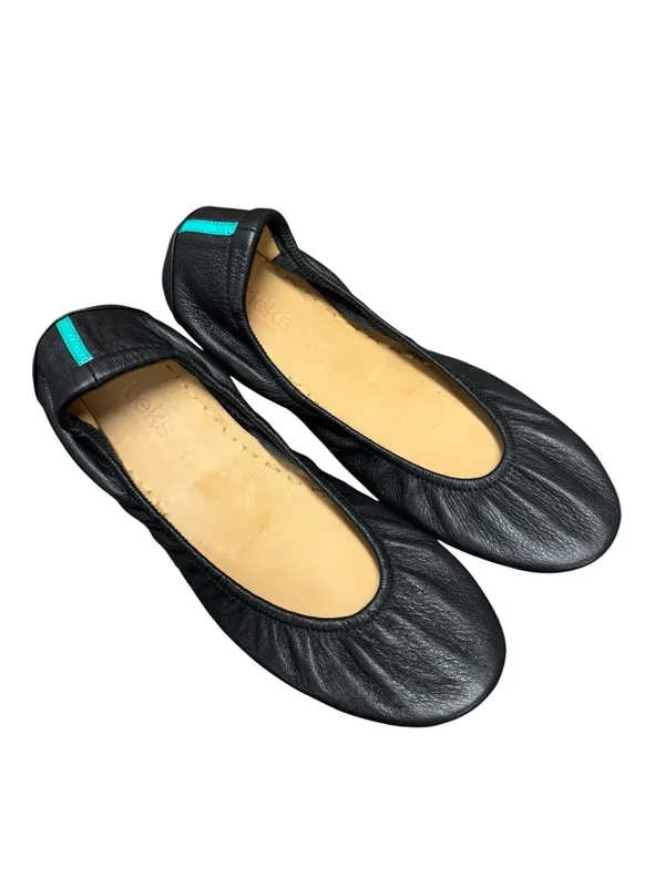 Tieks Matte Black Foldable Leather Ballet Flats Womens Shoes Blue Bottoms 10 - Image 4