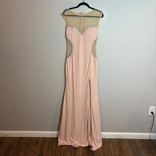 Jovani Prom 31073 Blush Pink Rhinestone Illusion dress - Image 2