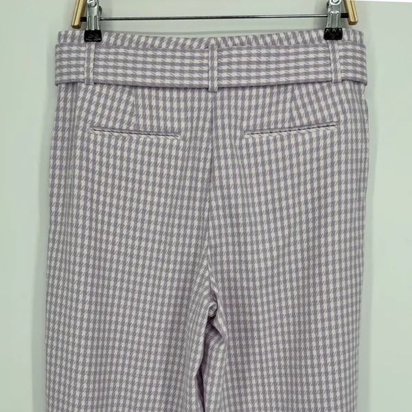 Ann Taylor Wide Leg Crop Pants Size 10 Purple Gingham Belted Preppy Career - Image 8