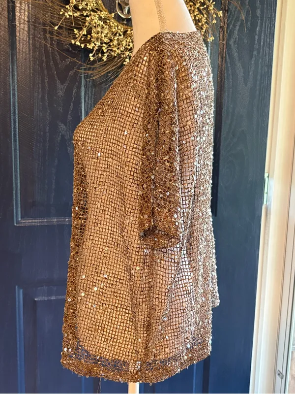 Sequin Tunic Top in Bronze size Small Brown - Image 4