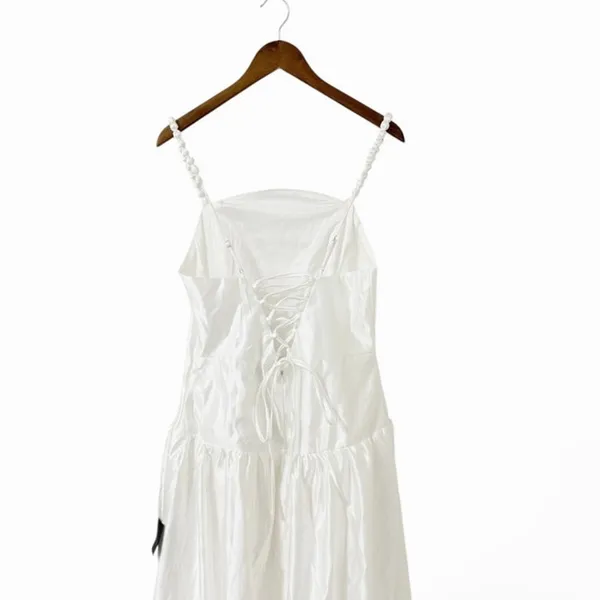 Lulus Modern Adoration White Satin Backless Lace-Up Maxi Dress size XL NWT - Image 5