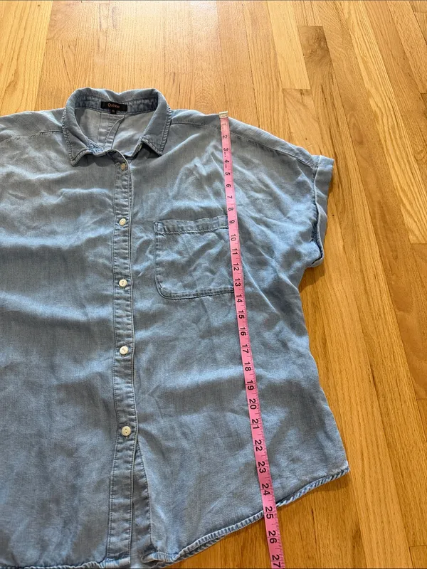 Quince Chambray Tencel Short Sleeve Shirt Sz XL - Image 4