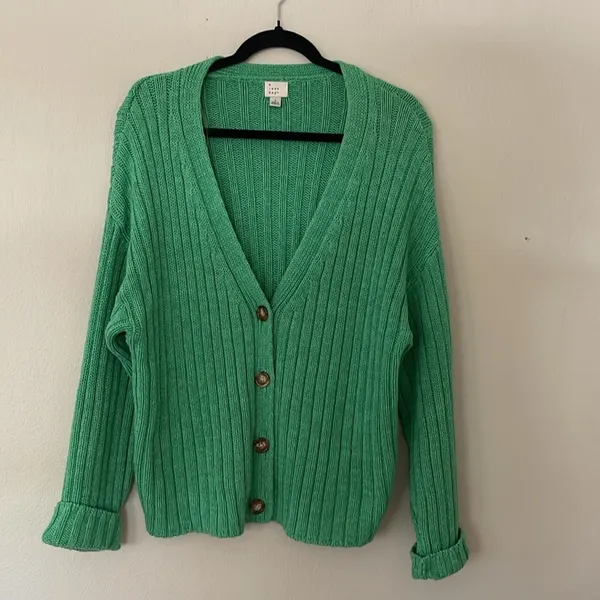 A New Day Green Ribbed Women's Sweater Size L - Image 2