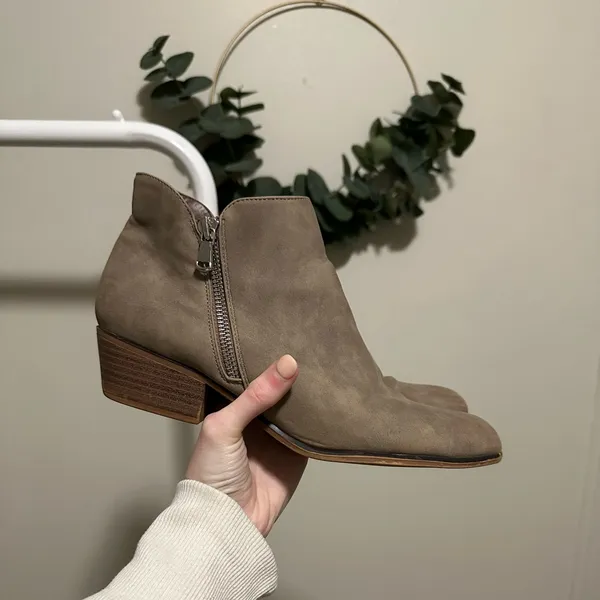 Taupe Booties with Zipper Details and Zipper Closure size 8 - Image 2