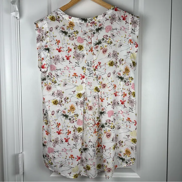 Pleione Women's Floral Print Sleeveless Blouse White Multi Size Large (L) - Image 7
