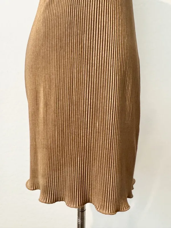 Song Of Style Pluto Dress Size Small Brown Satin Twist Ribbed Mini Romantic Chic - Image 6