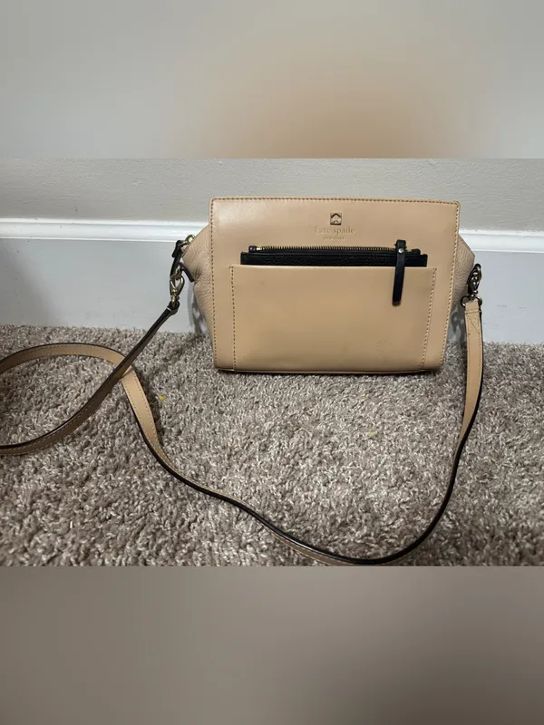 kate spade Tan Leather Crossbody with Black Zip Accents - Image 2
