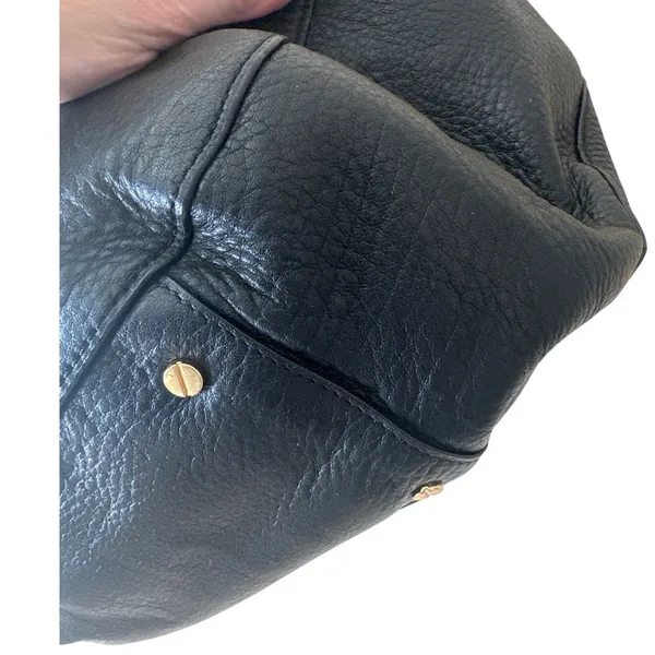 Tory Burch Amanda Slouchy Hobo Black Pebbled Leather‎ Gold Logo - Image 8