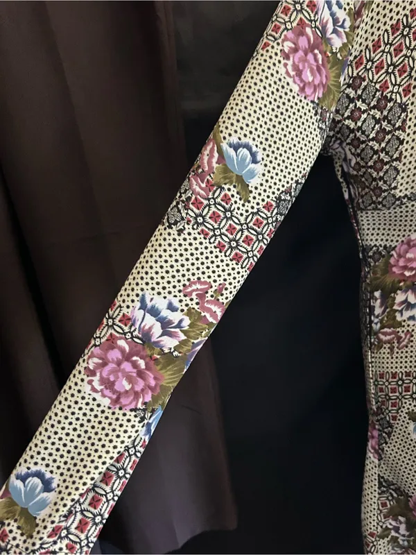Necessary Objects Vintage Olive Patchwork Floral Midi Dress SM NWT - Image 12