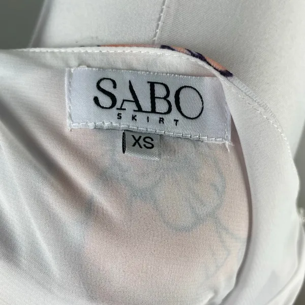 Sabo Skirt Nisha White Floral Strapless Wrap Dress XS - Image 8