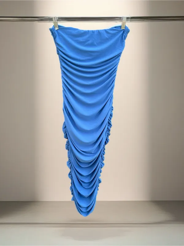 Hello Molly Strapless ALL THE CURVES MIDI DRESS In Blue - Image 12
