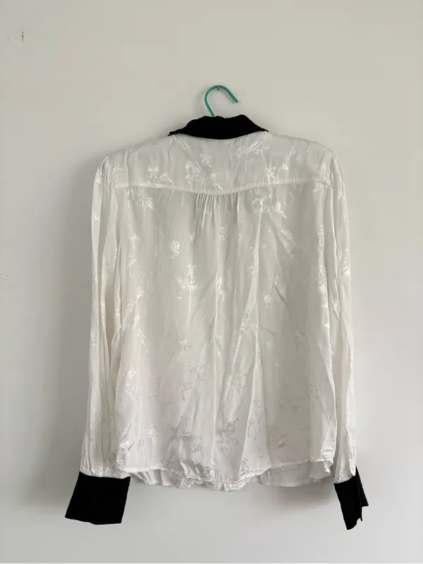 Anthropologie Maeve Long Sleeve Printed Silken Buttondown Blouse Size XL - Image 7