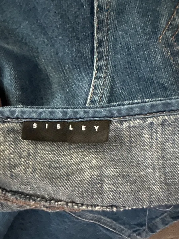 Womens size 8 Sisley Denim Skirt Vintage Y2K Asymmetrical Paneled Made Italy - Image 4