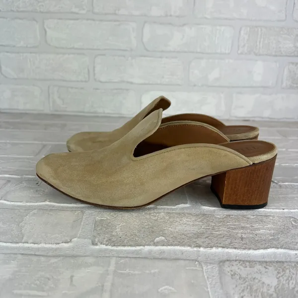 Thelma The Ava Mules Womens 38 8 US Wheat Suede Leather Block Heel Classic Italy - Image 4