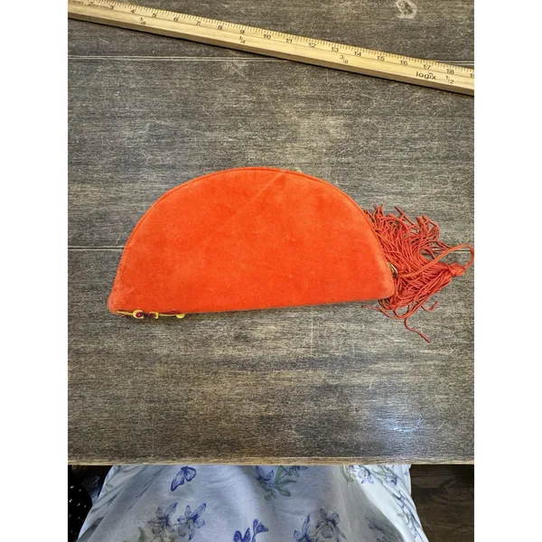 Anthropologie Monogram Crescent‎ Pouch Orange with purple monogrammed A - Image 3