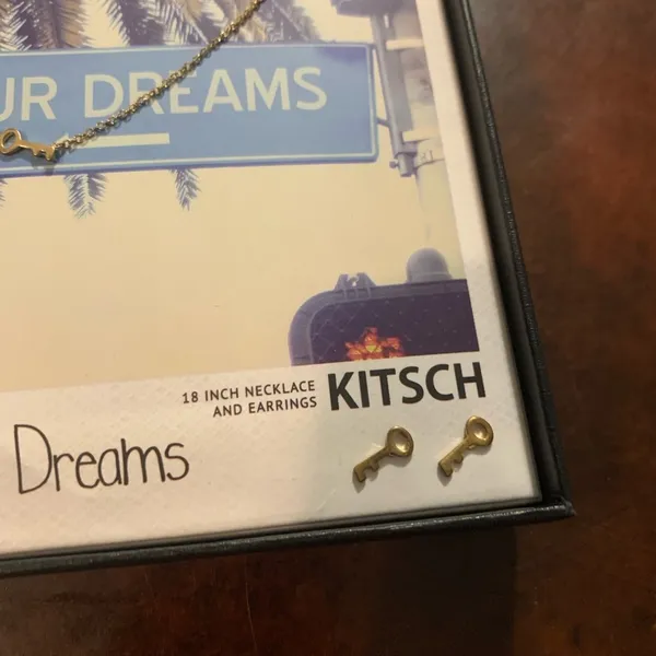Kitsch Unlock Your Dreams Necklace Earring Set 14K Gold Plated Brass - Image 4