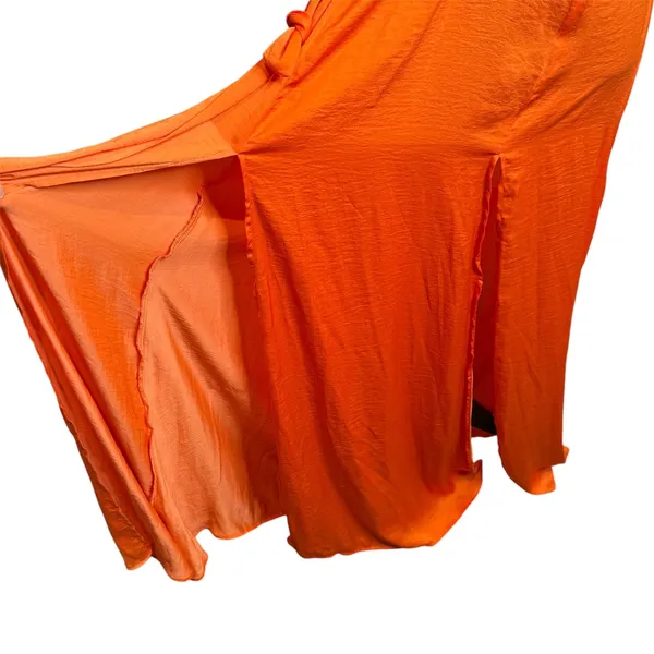 Hello Molly Thigh High Split Maxi Dress Womens 8 Orange Plunging Neckline - Image 4