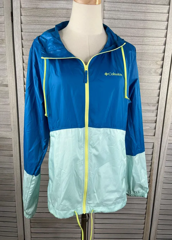 Windbreaker Lightweight Full Zip Blue Green Yellow-Medium - Image 2