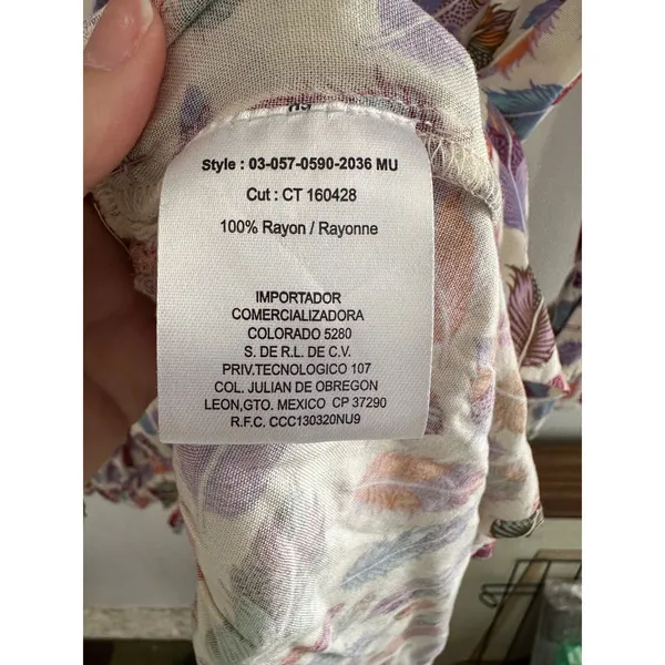 Roper Long Sleeve Multi Color Feather Print Rayon Dress‎ Medium NWT Western Mini - Image 10