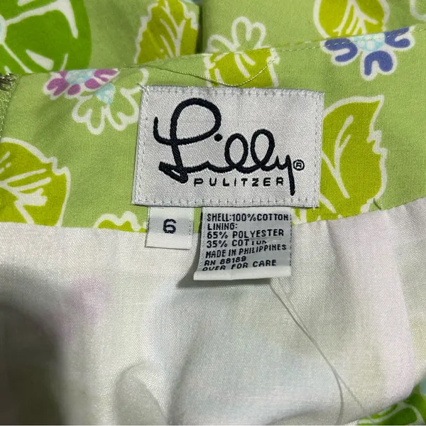 Vintage Lilly Pulitzer White Label Green Citrus Floral Print Mini Skirt Preppy - Image 5