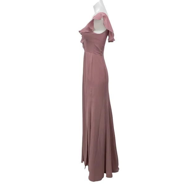 Azazie Pink Ruffle Flutter Sleeve Sweetheart Fit & Flare Bridesmaid Dress Size 8 - Image 2