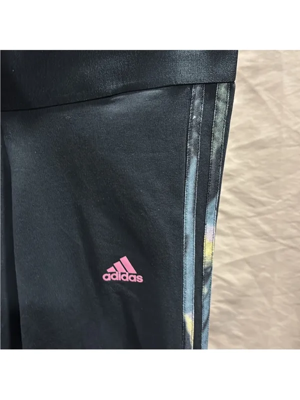adidas Black Leggings with Multicolor Side Stripes - Image 4